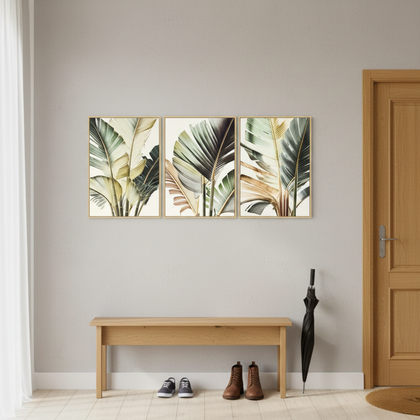 Tropical Palm Leaf Canvas Wall Art – Modern 3-Piece Botanical Print Set
