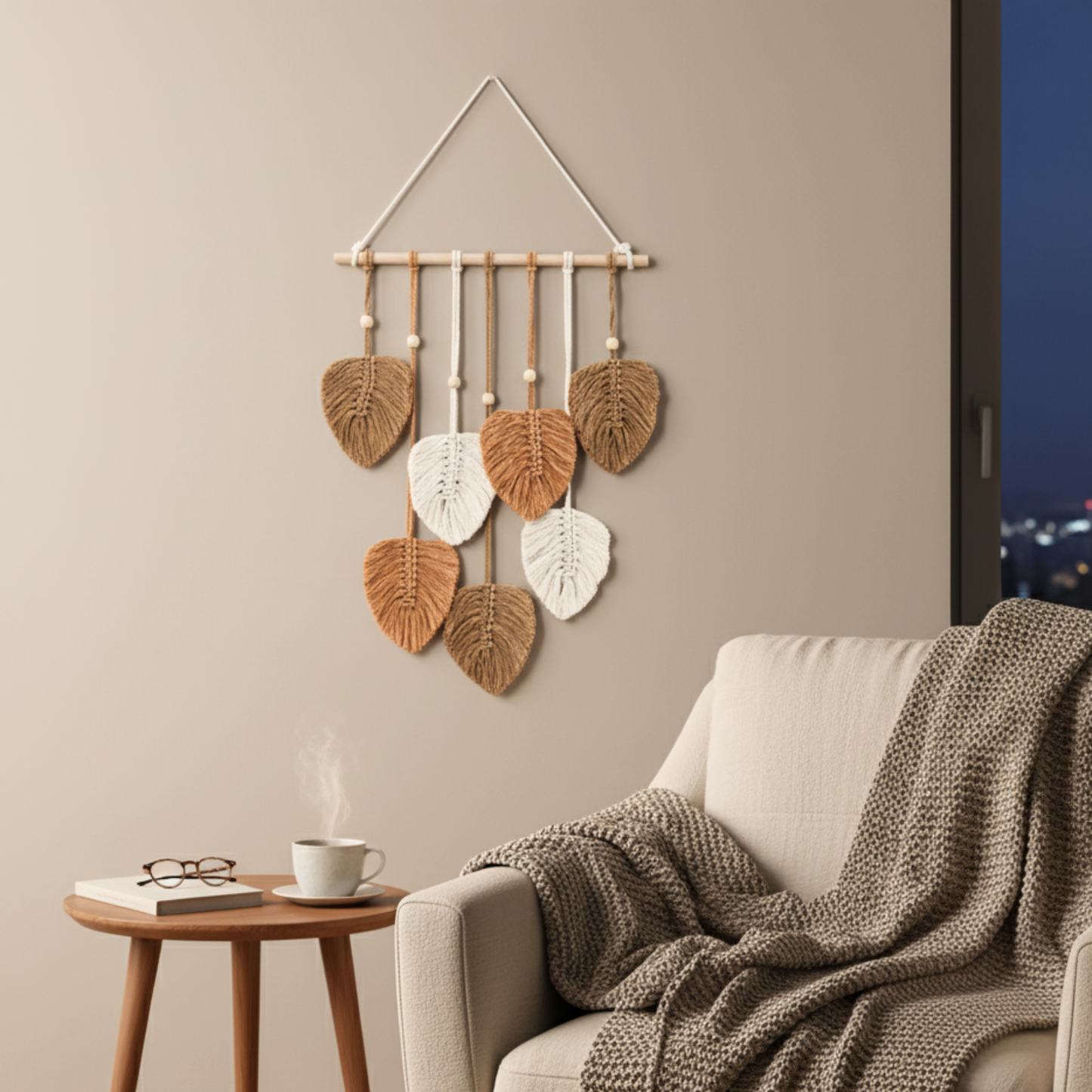 Modern Boho Leaf Macrame Wall Hanging