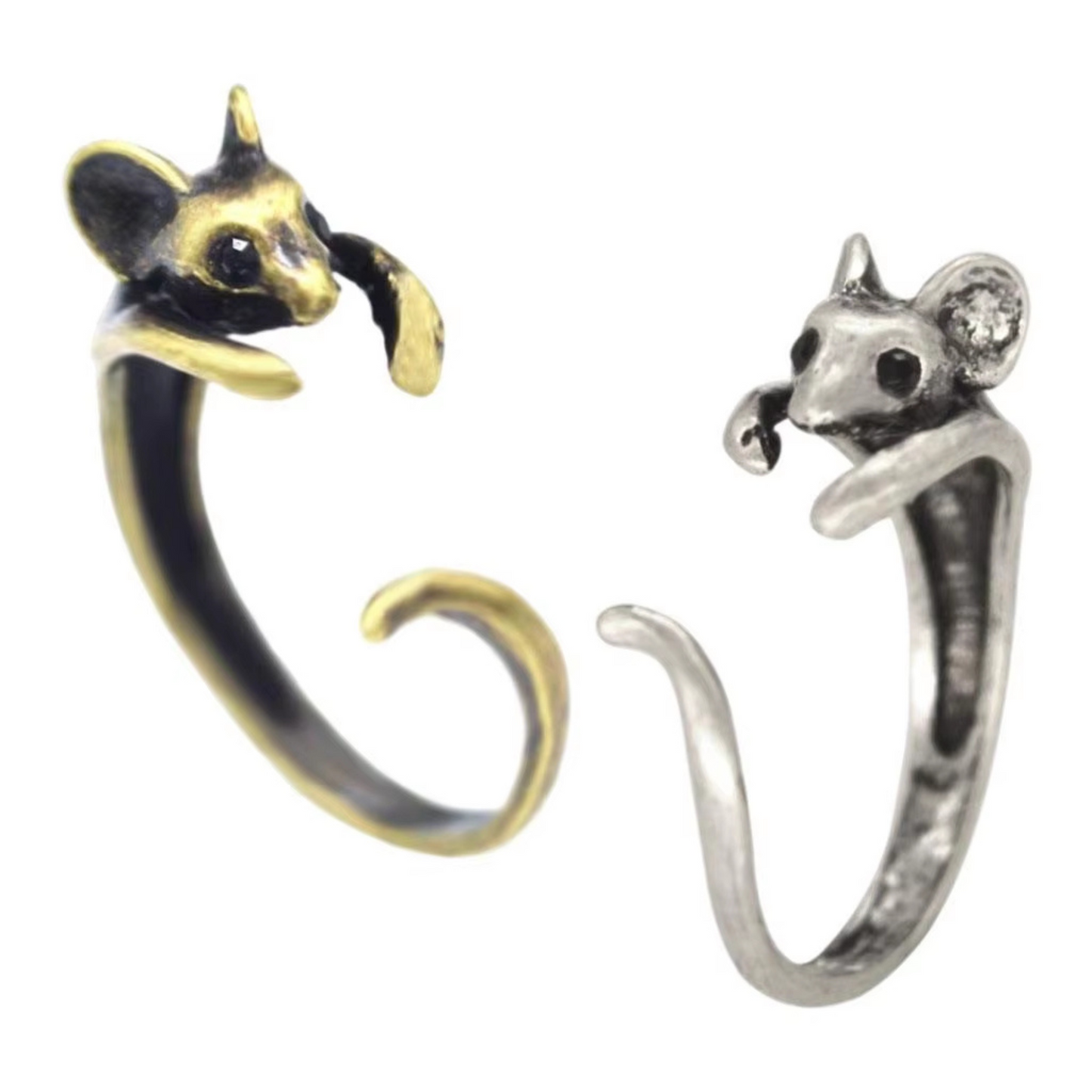 Adjustable Mouse Ring in Antique Silver or Gold