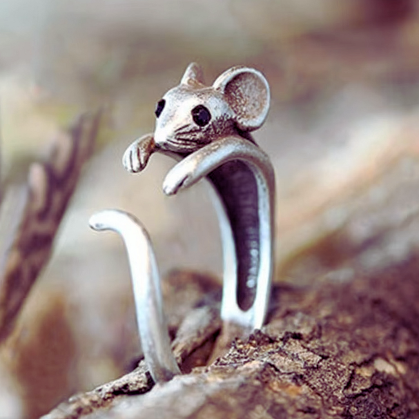 Adjustable Mouse Ring in Antique Silver or Gold
