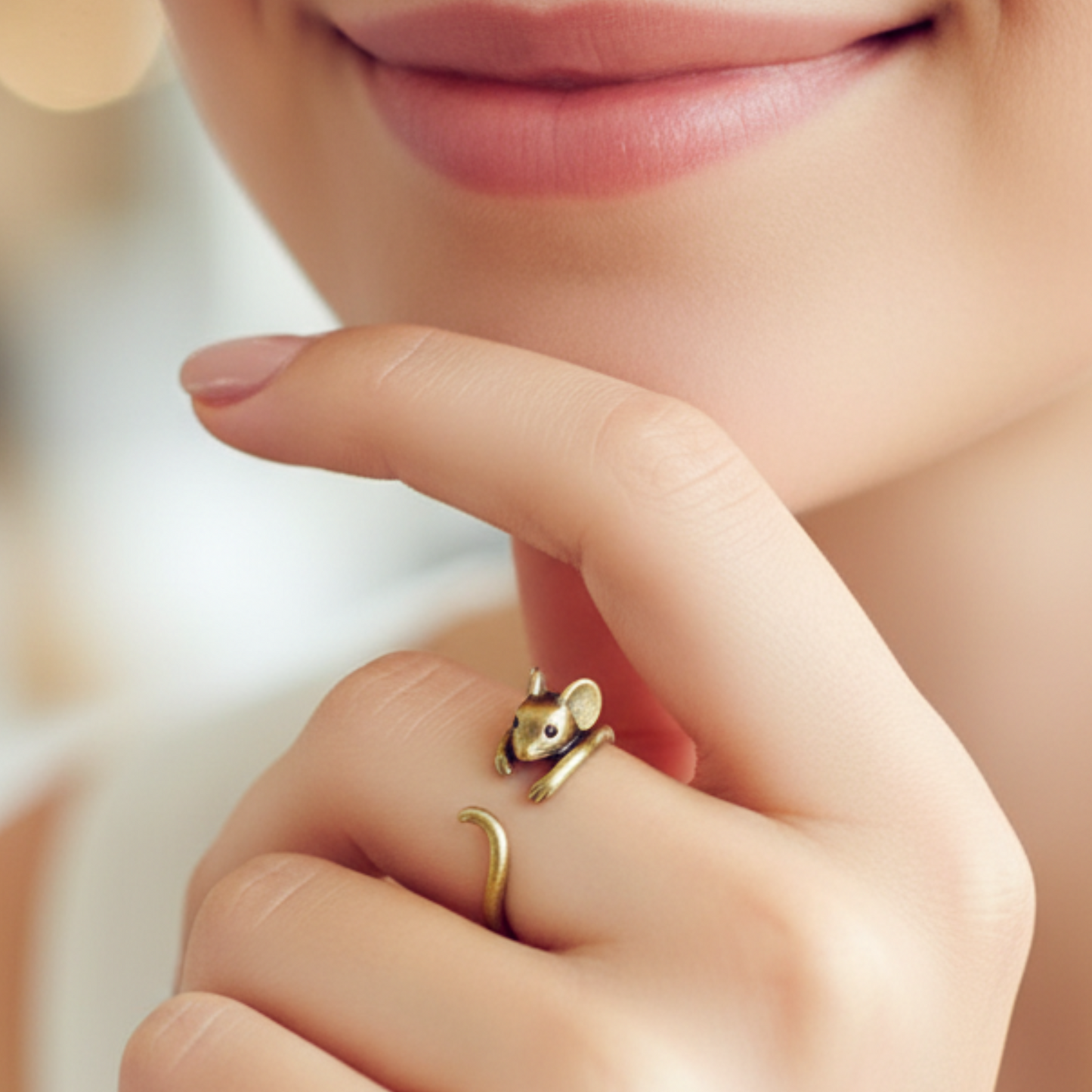 Adjustable Mouse Ring in Antique Silver or Gold