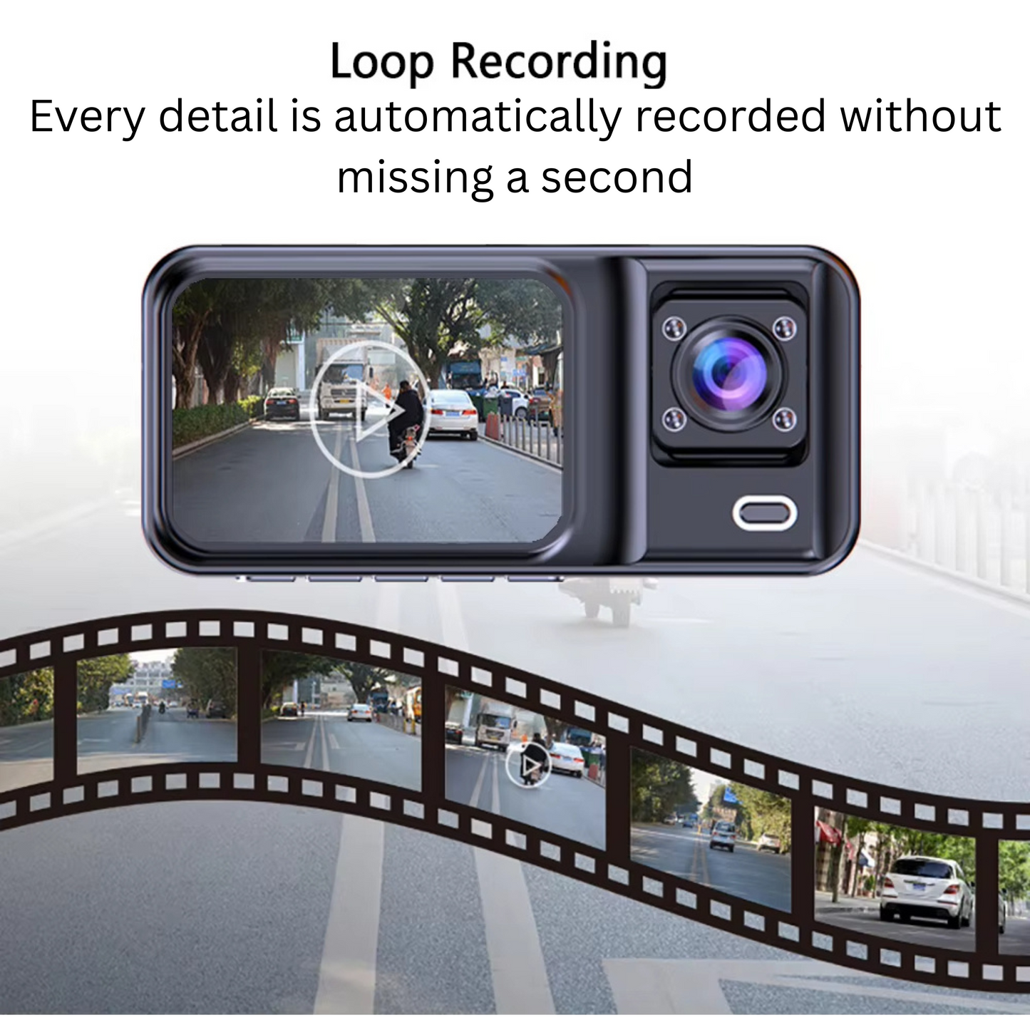 Full Coverage Dash Cam System โ Triple Camera, Night Mode, Parking Monitor & WiFi