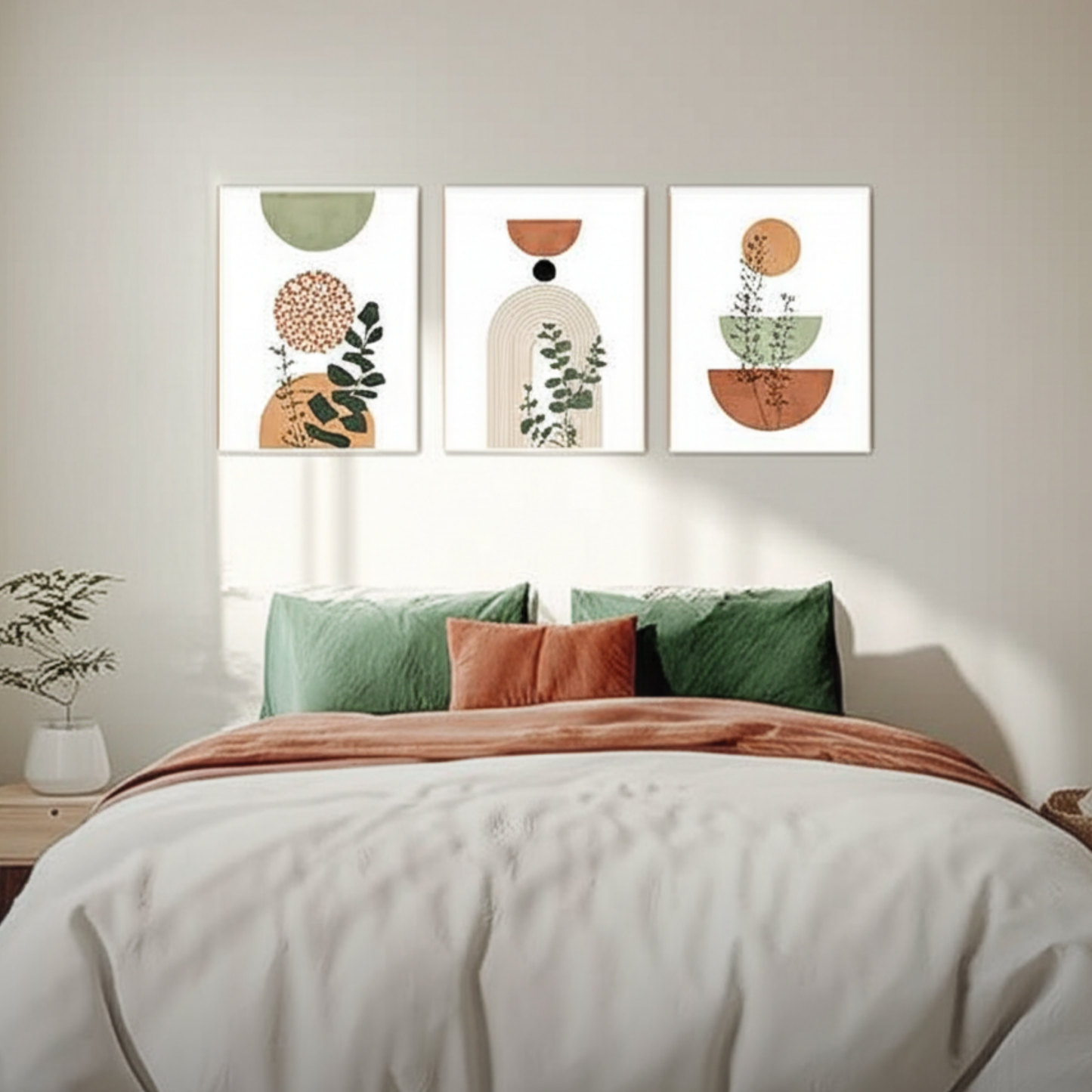 Botanical Scandi Canvas Trio - 3-Piece Boho Botanical Canvas Set