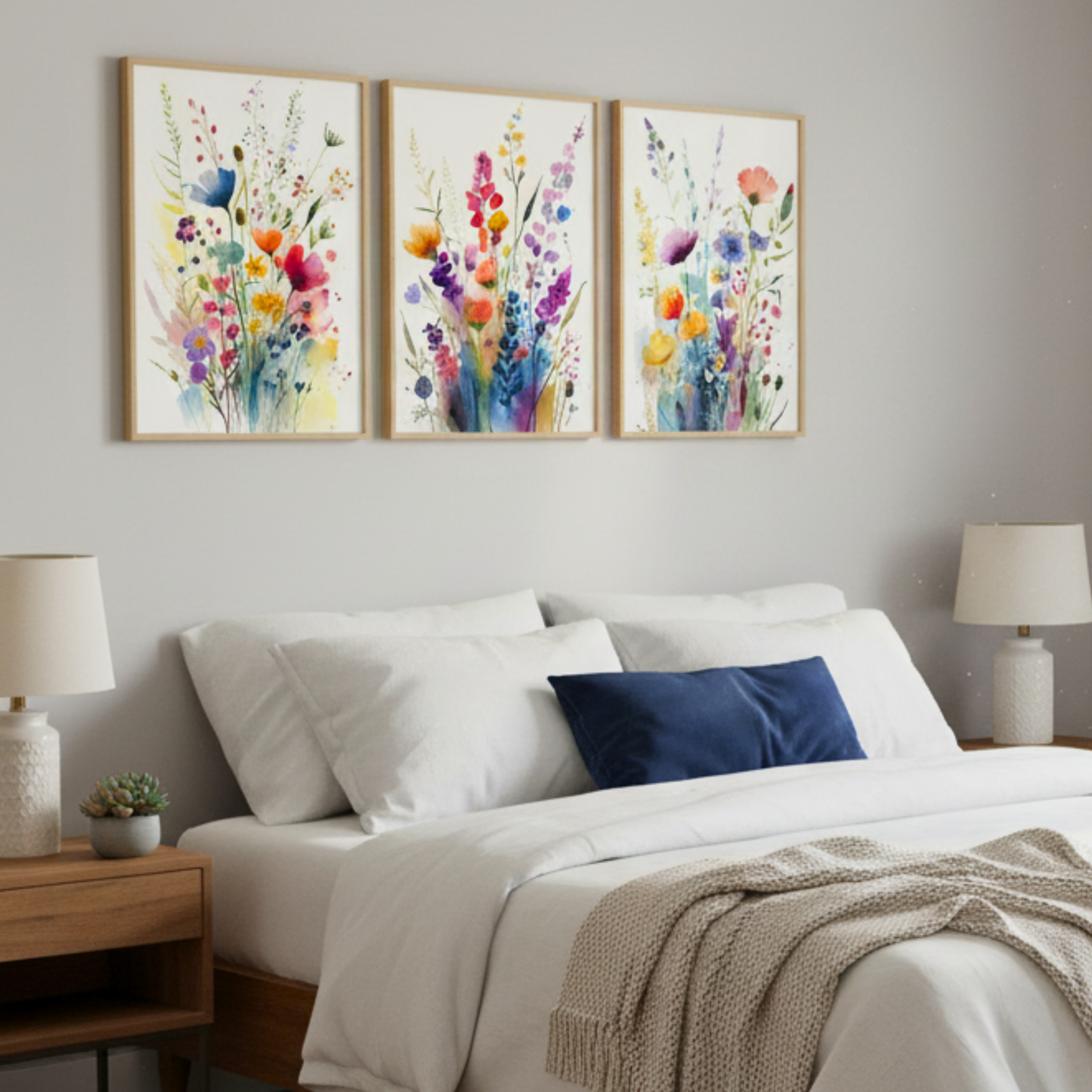 Whimsical Wildflowers Canvas Wall Art – 3-Piece Print Set