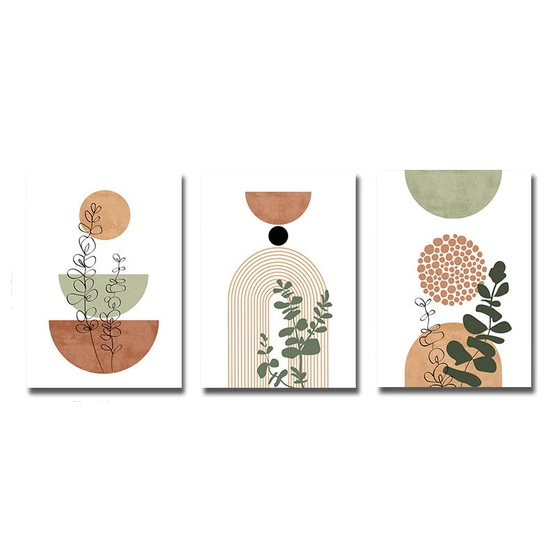 Botanical Scandi Canvas Trio - 3-Piece Boho Botanical Canvas Set