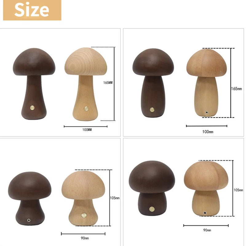 Wooden Mushroom Night Light β Soft Glow Bedside Lamp with Natural Style