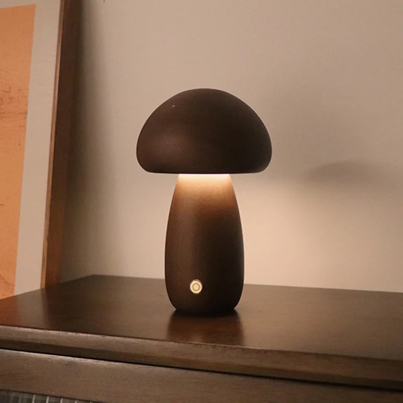 Wooden Mushroom Night Light β Soft Glow Bedside Lamp with Natural Style