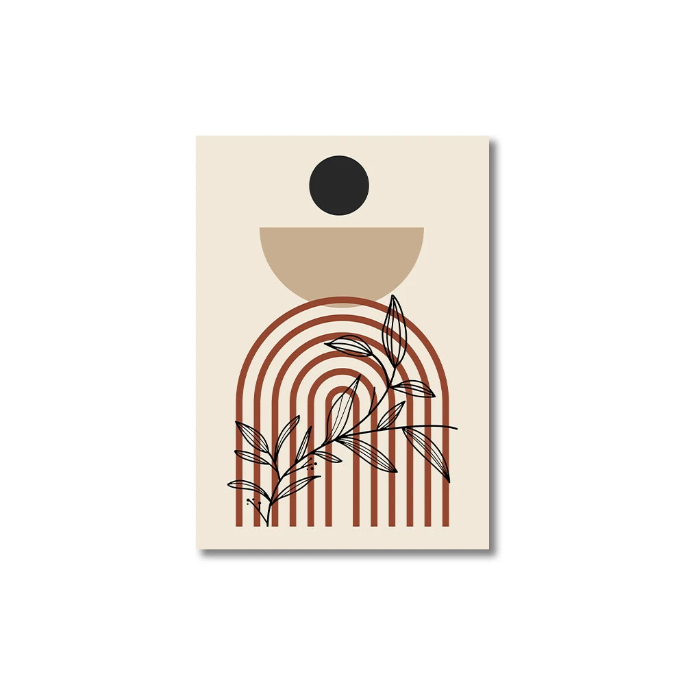 Modern Boho Wall Decor Set – Mid Century Style Canvas Prints in Warm Earth Tones