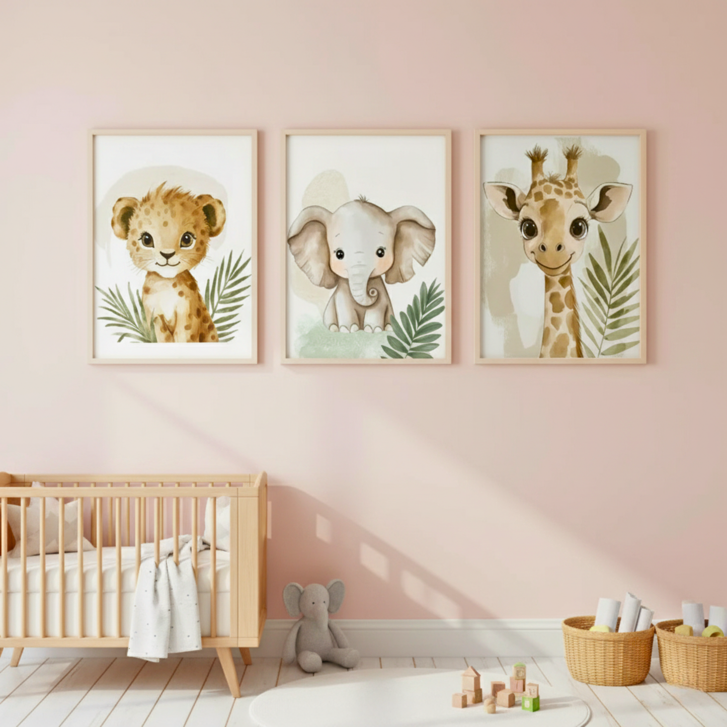 Playful Safari Friends - 3 Piece Wall Art