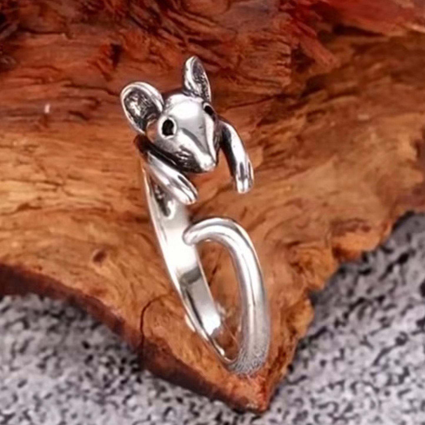 Adjustable Mouse Ring in Antique Silver or Gold