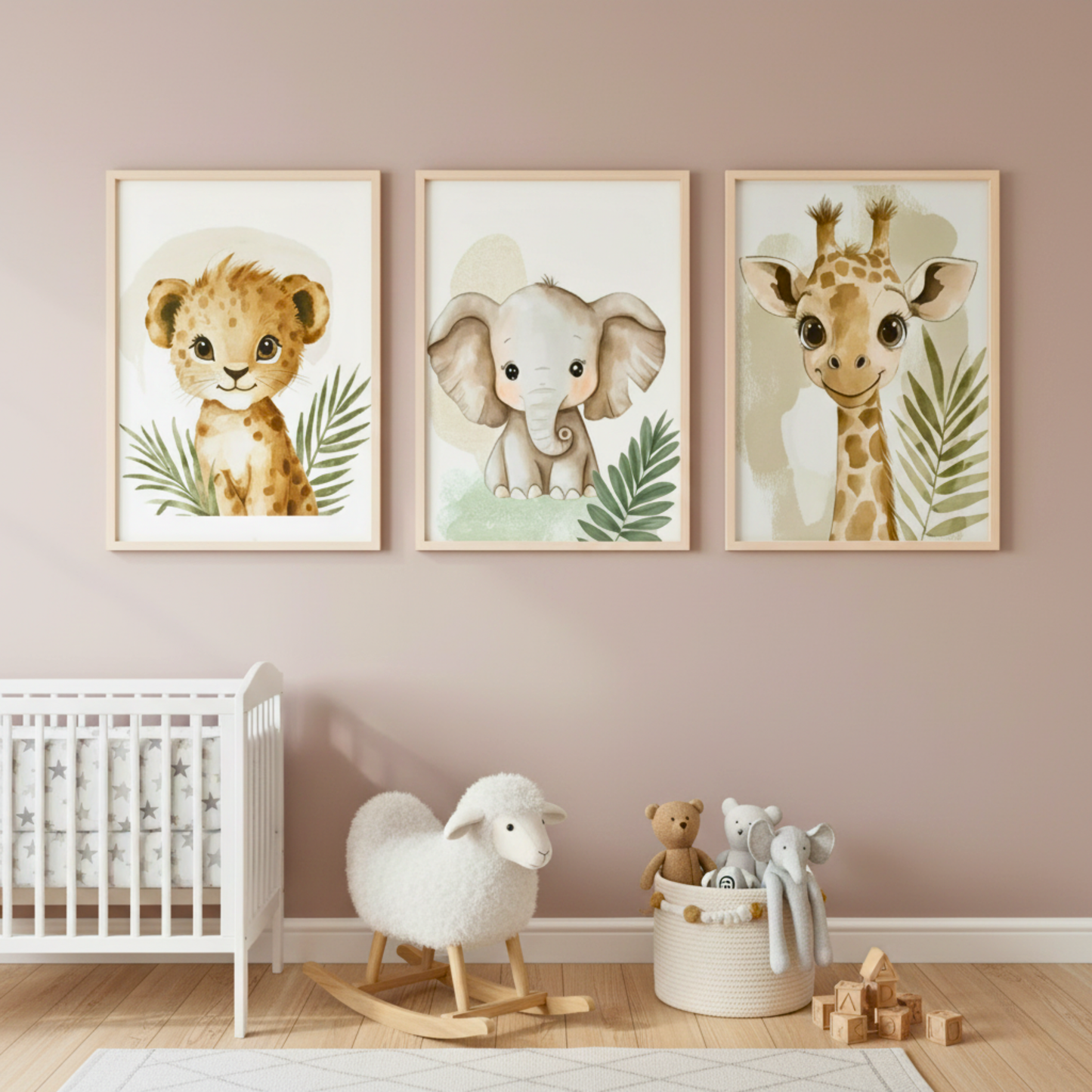 Playful Safari Friends - 3 Piece Wall Art