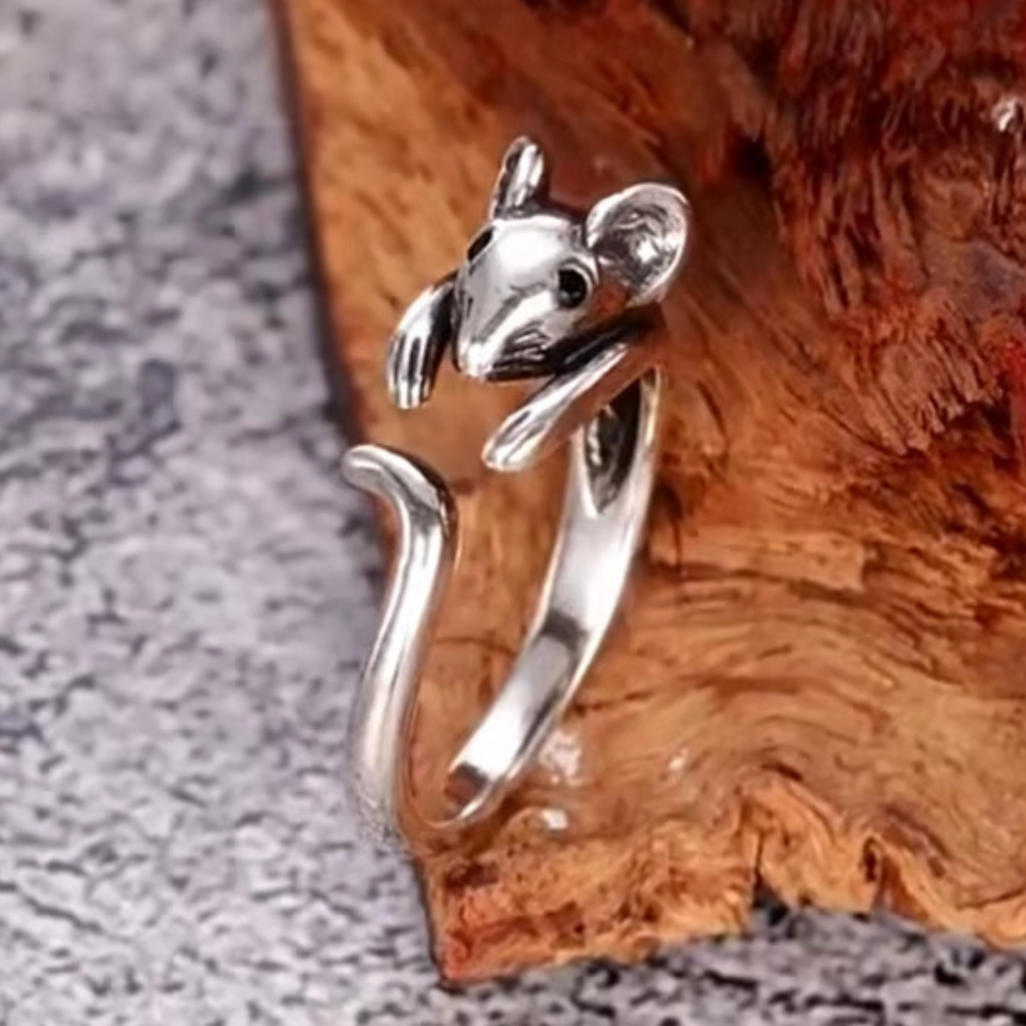 Adjustable Mouse Ring in Antique Silver or Gold