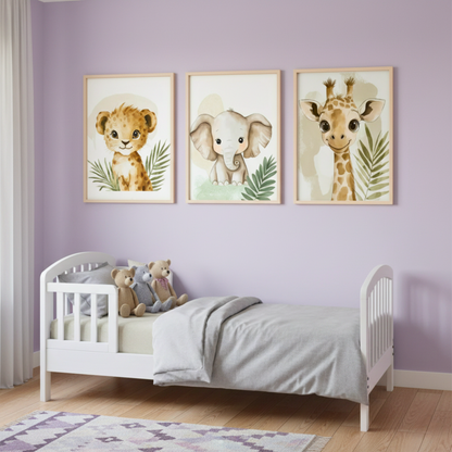 Playful Safari Friends - 3 Piece Wall Art