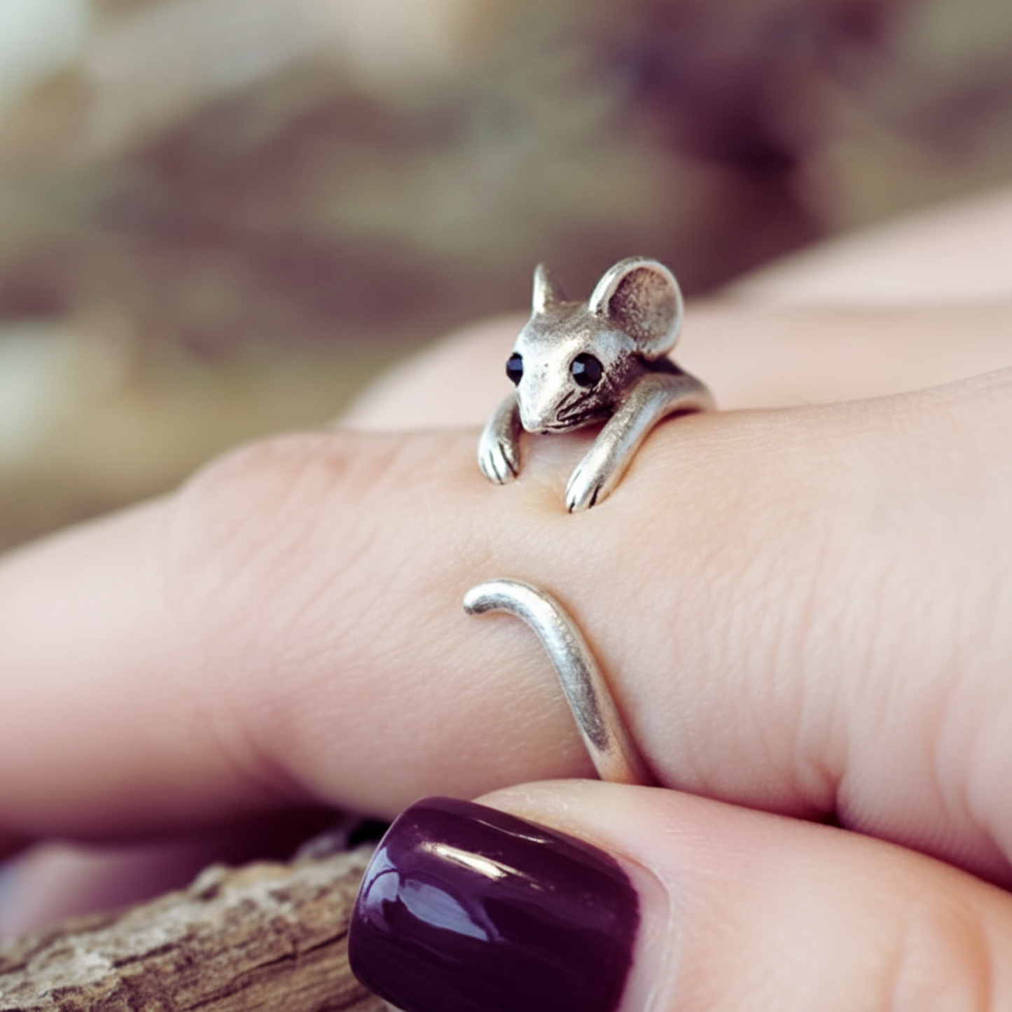 Adjustable Mouse Ring in Antique Silver or Gold
