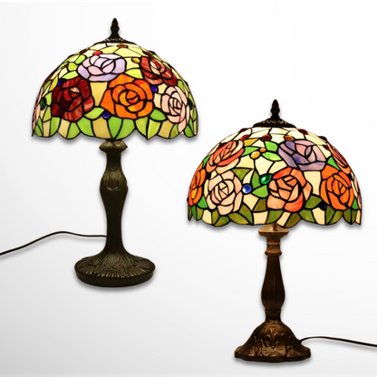 Tiffany Style Floral Stained Glass Table Lamp – Vintage Retro Decorative Lighting