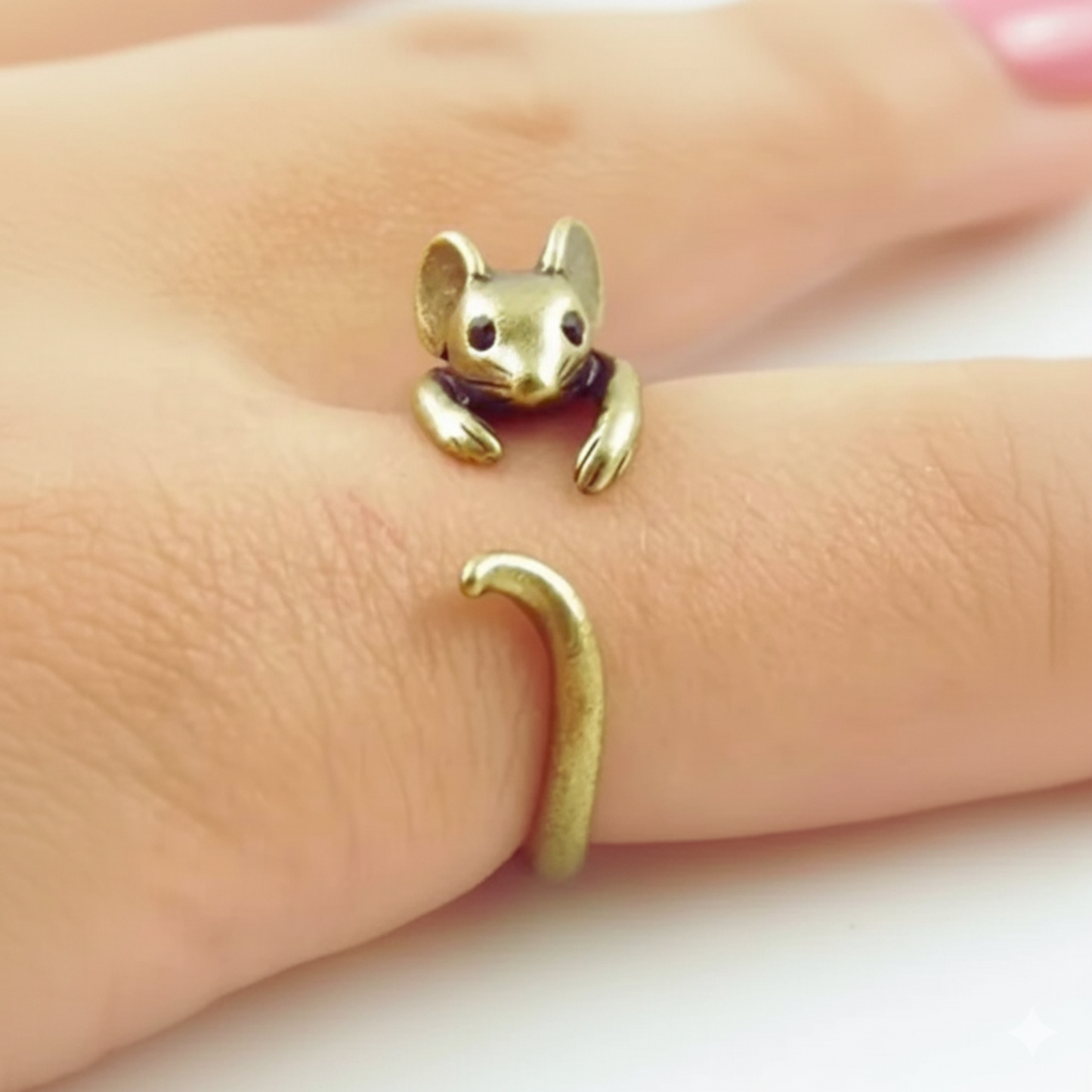 Adjustable Mouse Ring in Antique Silver or Gold