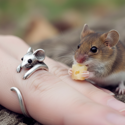 Adjustable Mouse Ring in Antique Silver or Gold