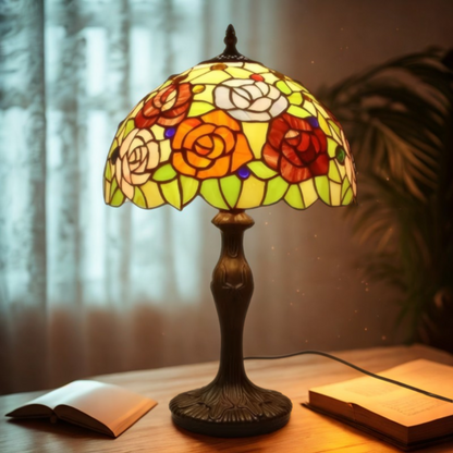 Tiffany Style Floral Stained Glass Table Lamp – Vintage Retro Decorative Lighting