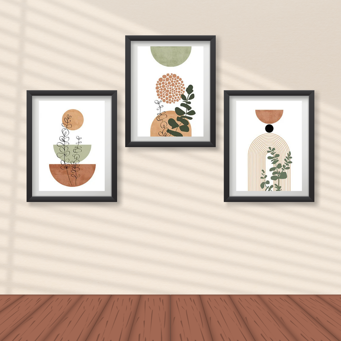 Botanical Scandi Canvas Trio - 3-Piece Boho Botanical Canvas Set