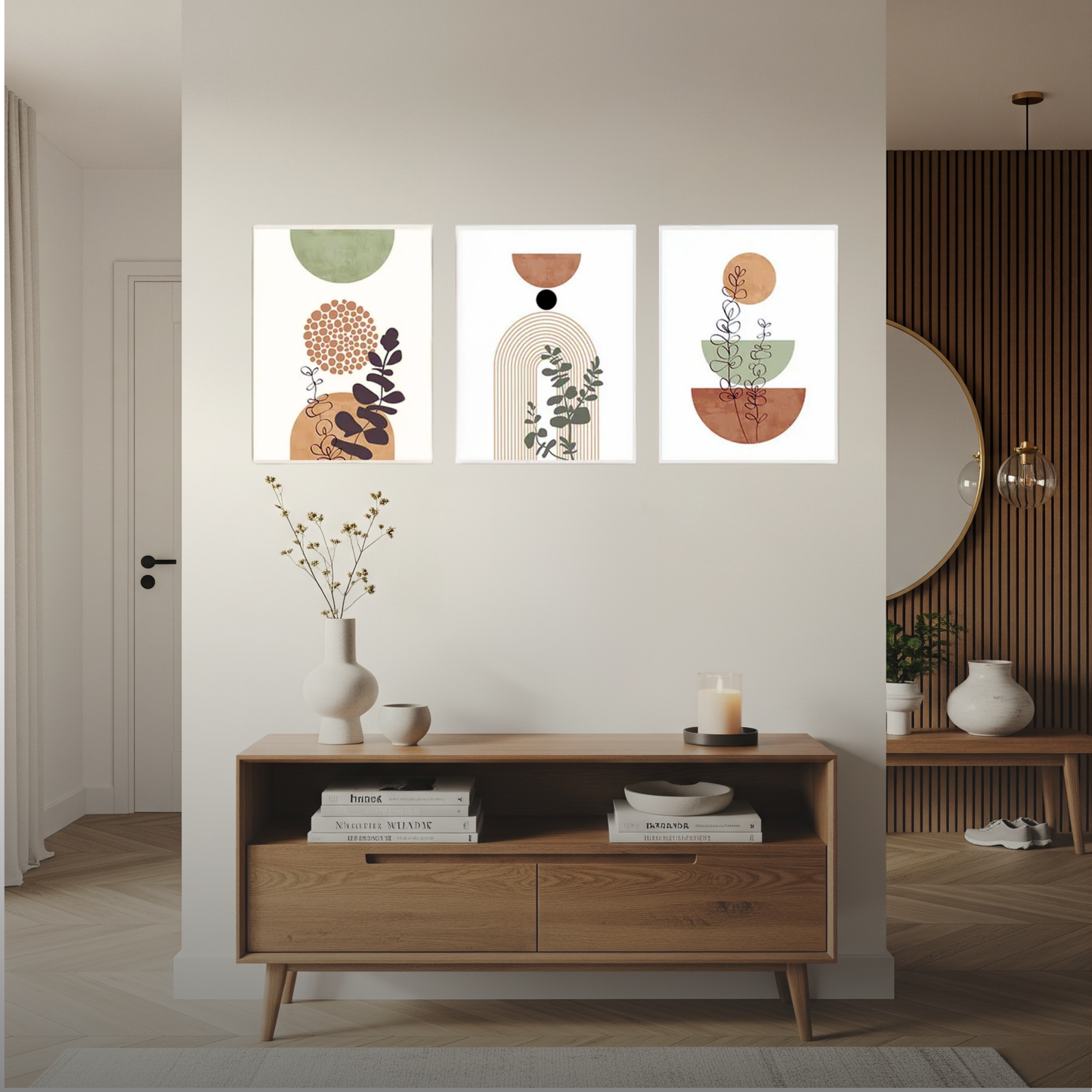 Botanical Scandi Canvas Trio - 3-Piece Boho Botanical Canvas Set