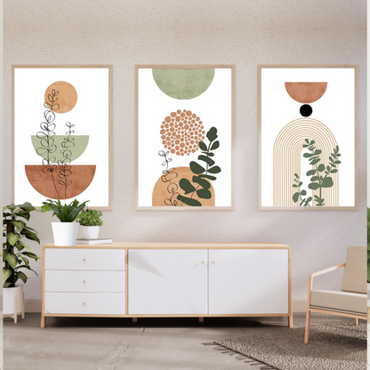 Botanical Scandi Canvas Trio - 3-Piece Boho Botanical Canvas Set