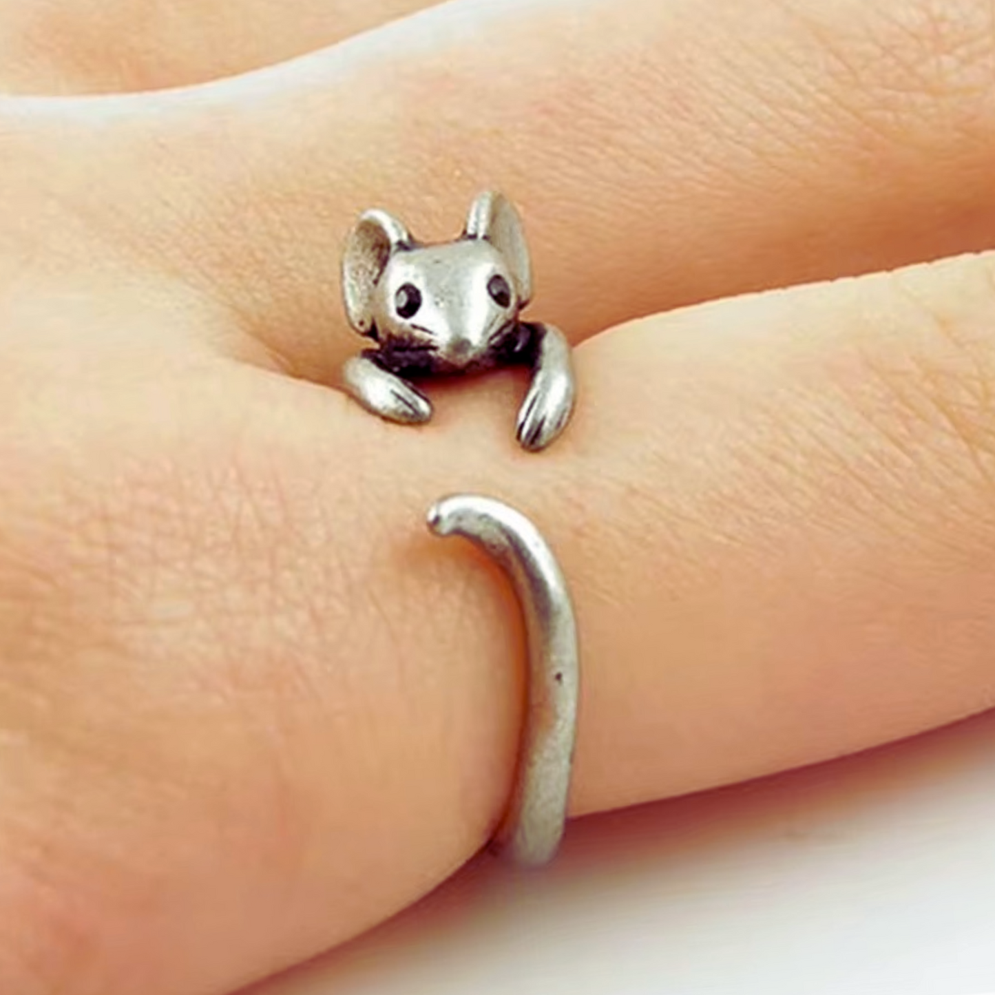Adjustable Mouse Ring in Antique Silver or Gold