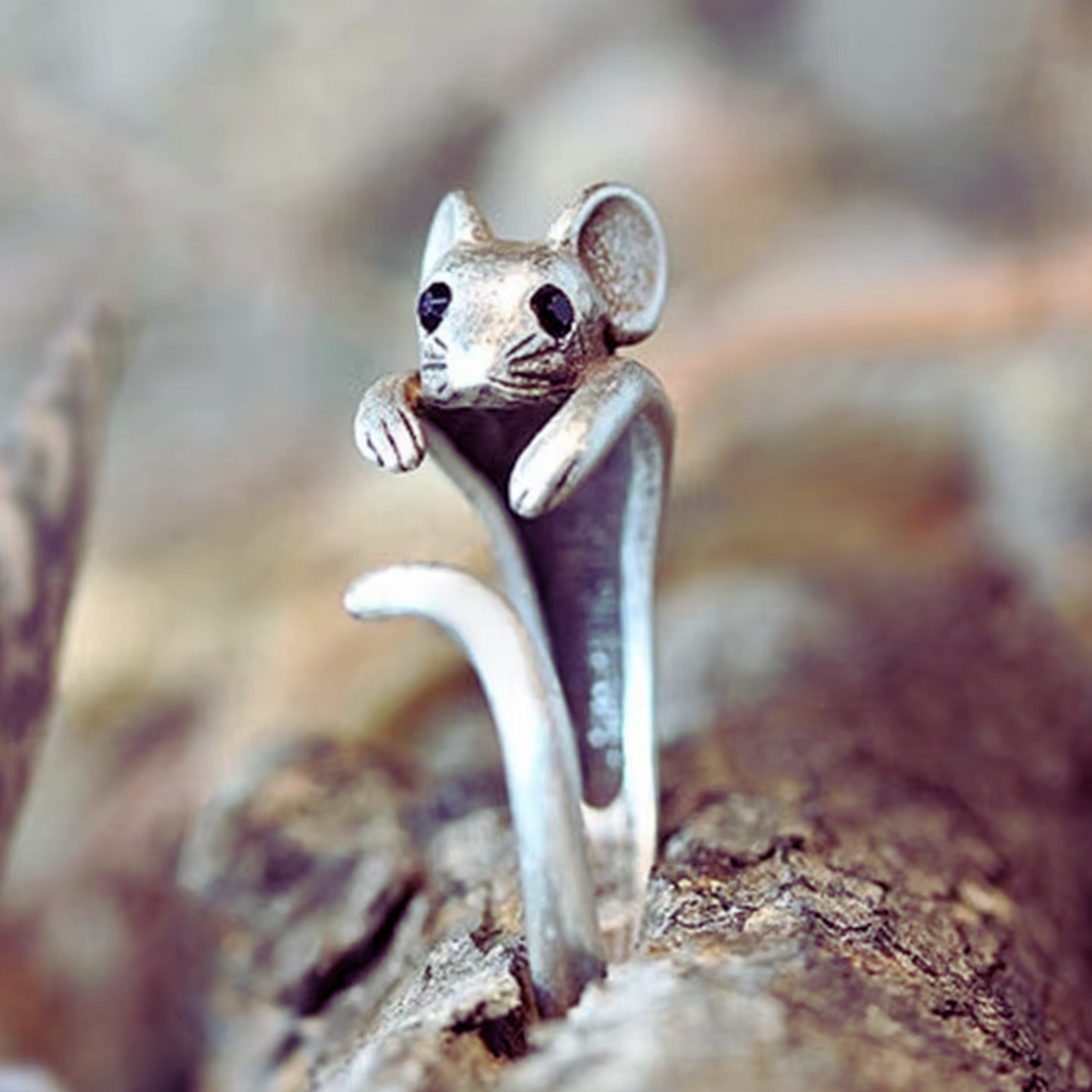 Adjustable Mouse Ring in Antique Silver or Gold