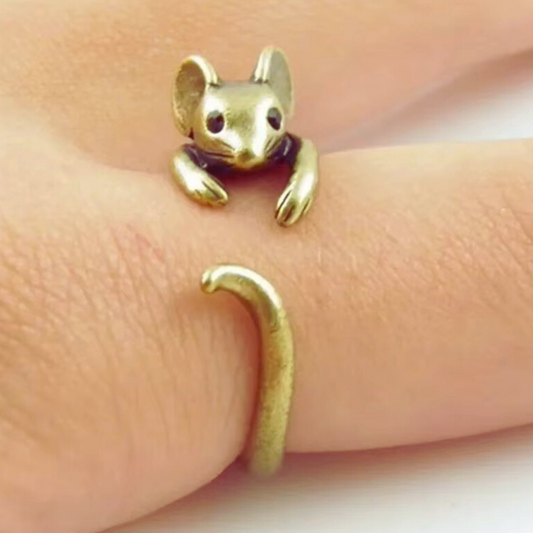 Adjustable Mouse Ring in Antique Silver or Gold