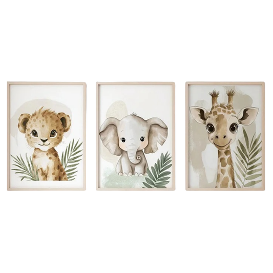 Playful Safari Friends - 3 Piece Wall Art