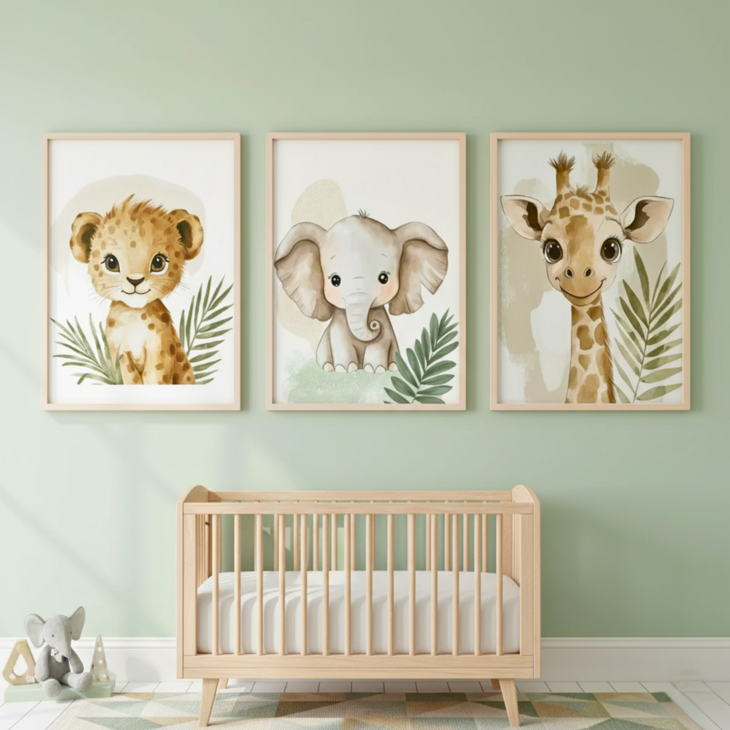 Playful Safari Friends - 3 Piece Wall Art