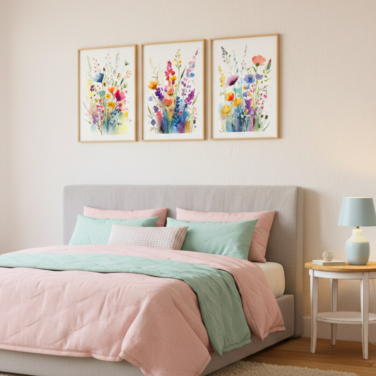 Whimsical Wildflowers Canvas Wall Art – 3-Piece Print Set