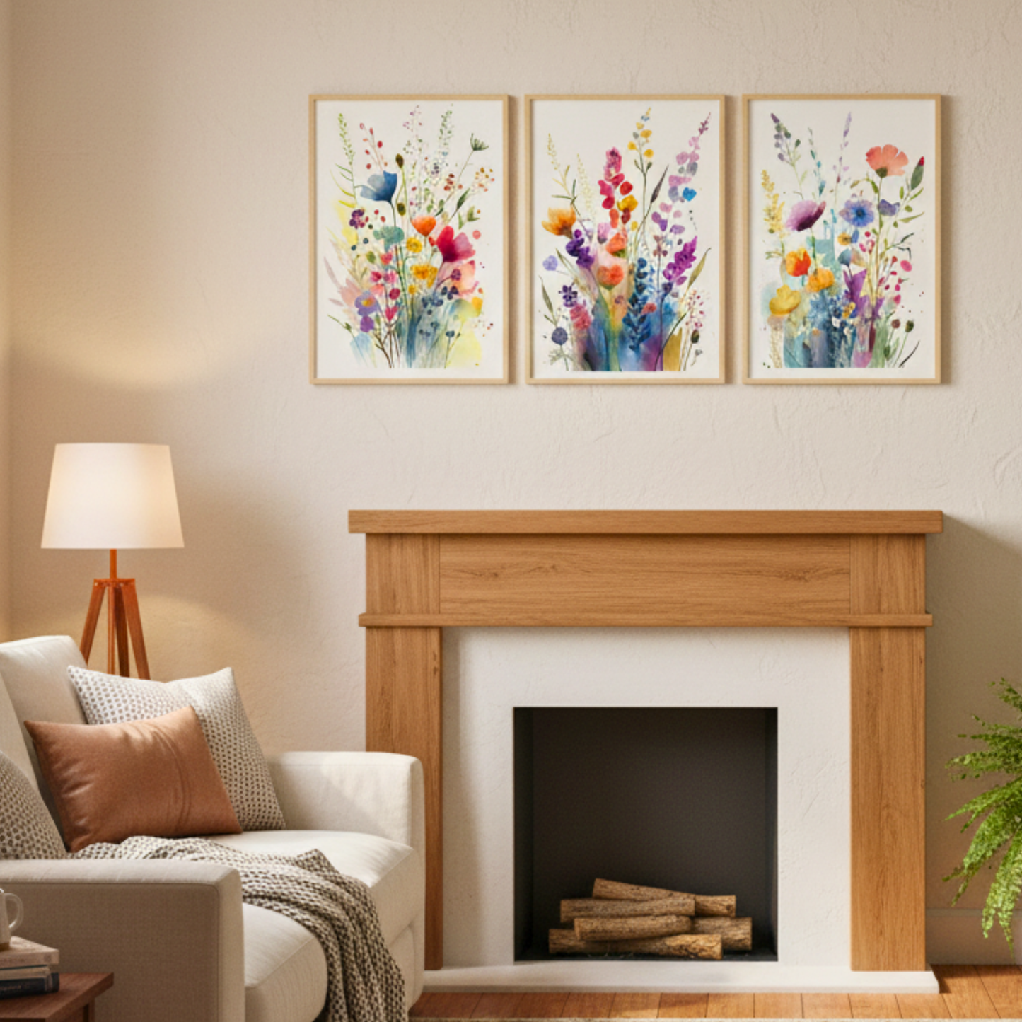 Whimsical Wildflowers Canvas Wall Art – 3-Piece Print Set