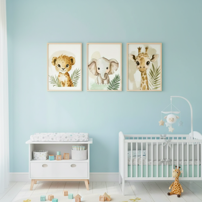 Playful Safari Friends - 3 Piece Wall Art