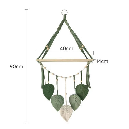 Boho Leaf Macrame Hanging Shelf