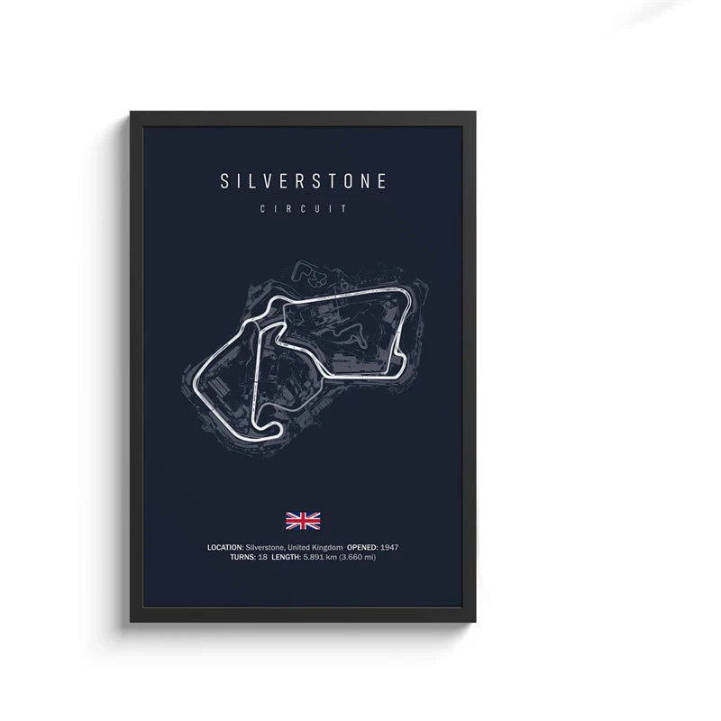 F1 International Track Circuit - Black Single Piece Wall Art
