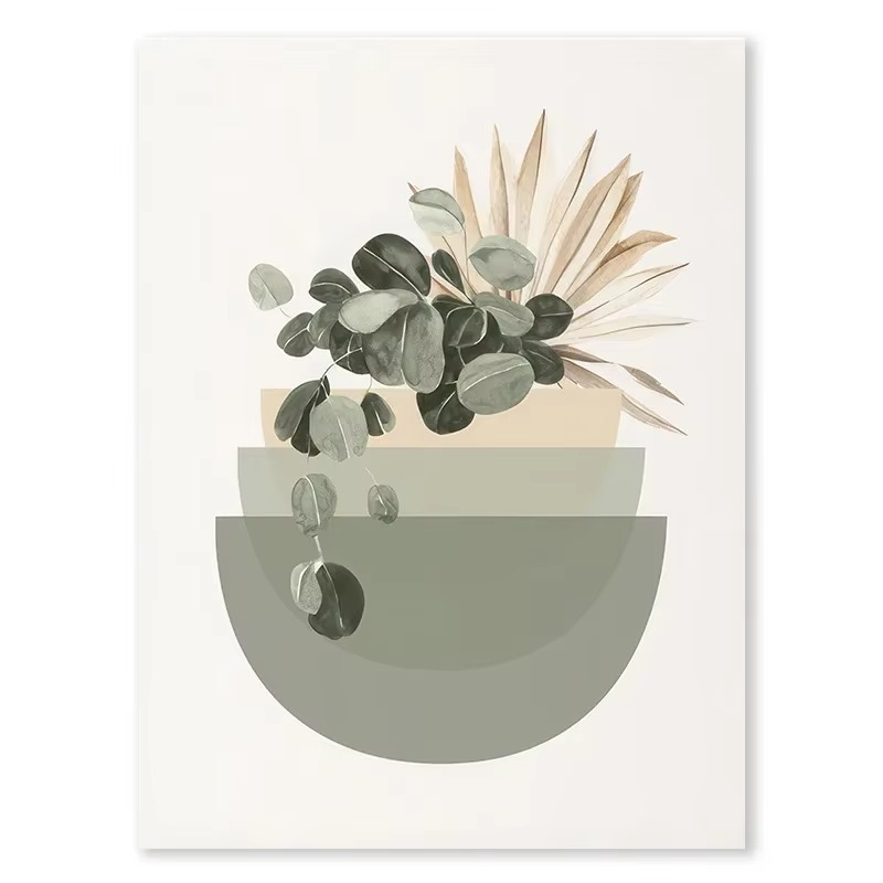 Pastel Botanical Wall Art Set – Light Green & Tan Leaf Trio for Calm Interiors - 3 Canvas Set