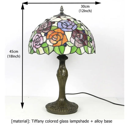 Tiffany Style Floral Stained Glass Table Lamp – Vintage Retro Decorative Lighting