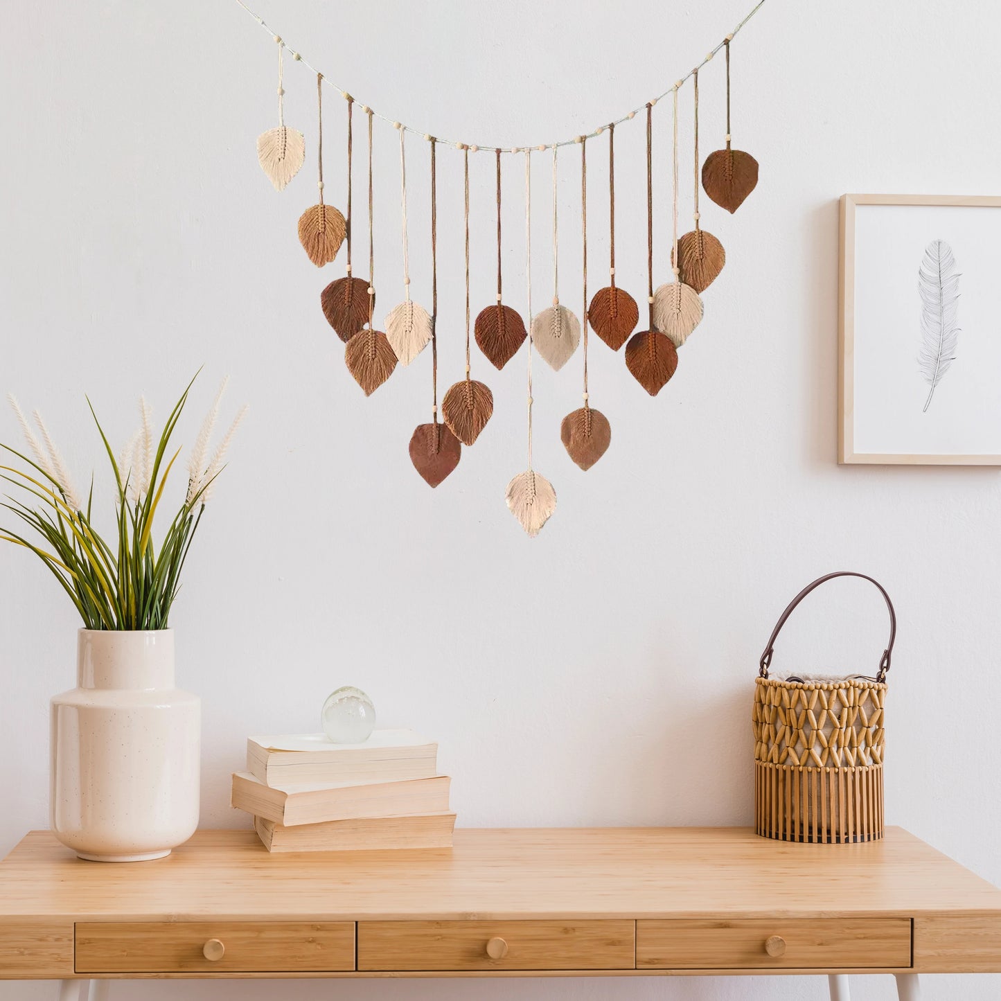 Nature-Inspired Boho Leaf Macrame Wall Hanging