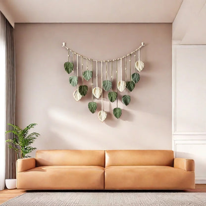 Nature-Inspired Boho Leaf Macrame Wall Hanging