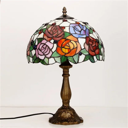 Tiffany Style Floral Stained Glass Table Lamp – Vintage Retro Decorative Lighting