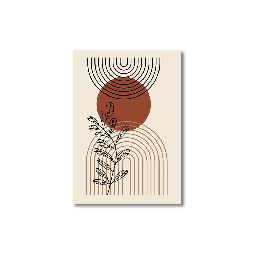 Modern Boho Wall Decor Set – Mid Century Style Canvas Prints in Warm Earth Tones