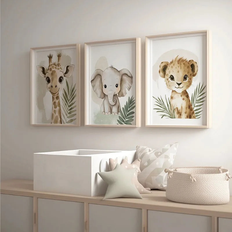 Playful Safari Friends - 3 Piece Wall Art