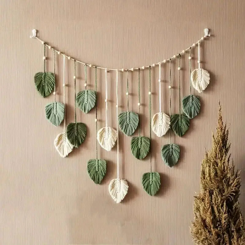 Nature-Inspired Boho Leaf Macrame Wall Hanging