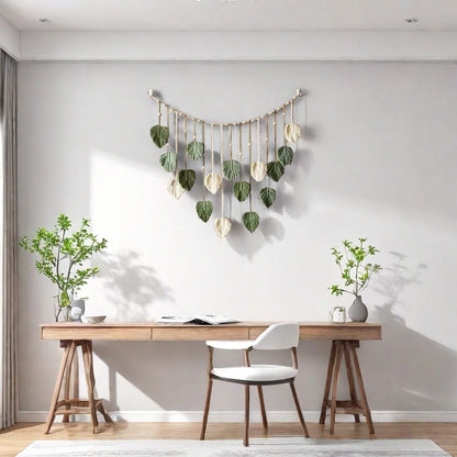 Nature-Inspired Boho Leaf Macrame Wall Hanging