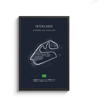 F1 International Track Circuit - Black Single Piece Wall Art