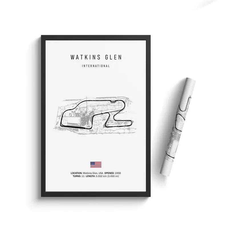 F1 International Track Circuit - White Single Piece Wall Art