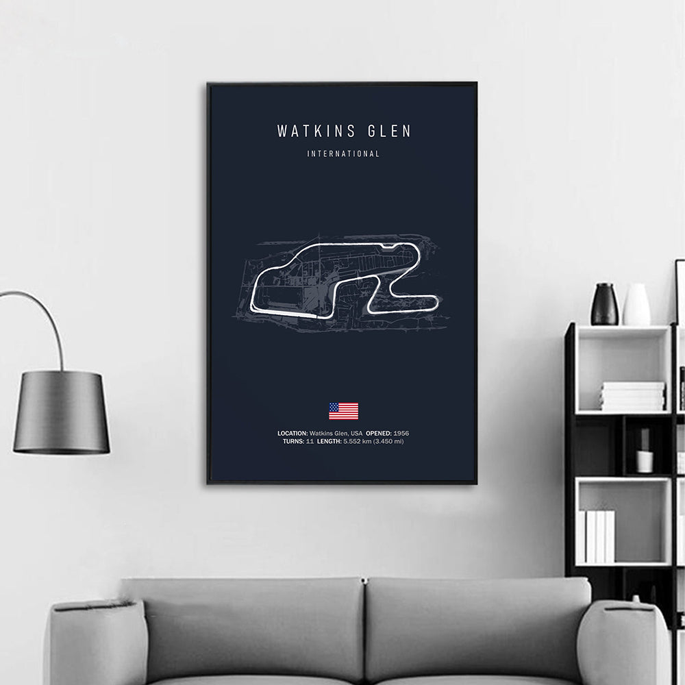 F1 International Track Circuit - Black Single Piece Wall Art