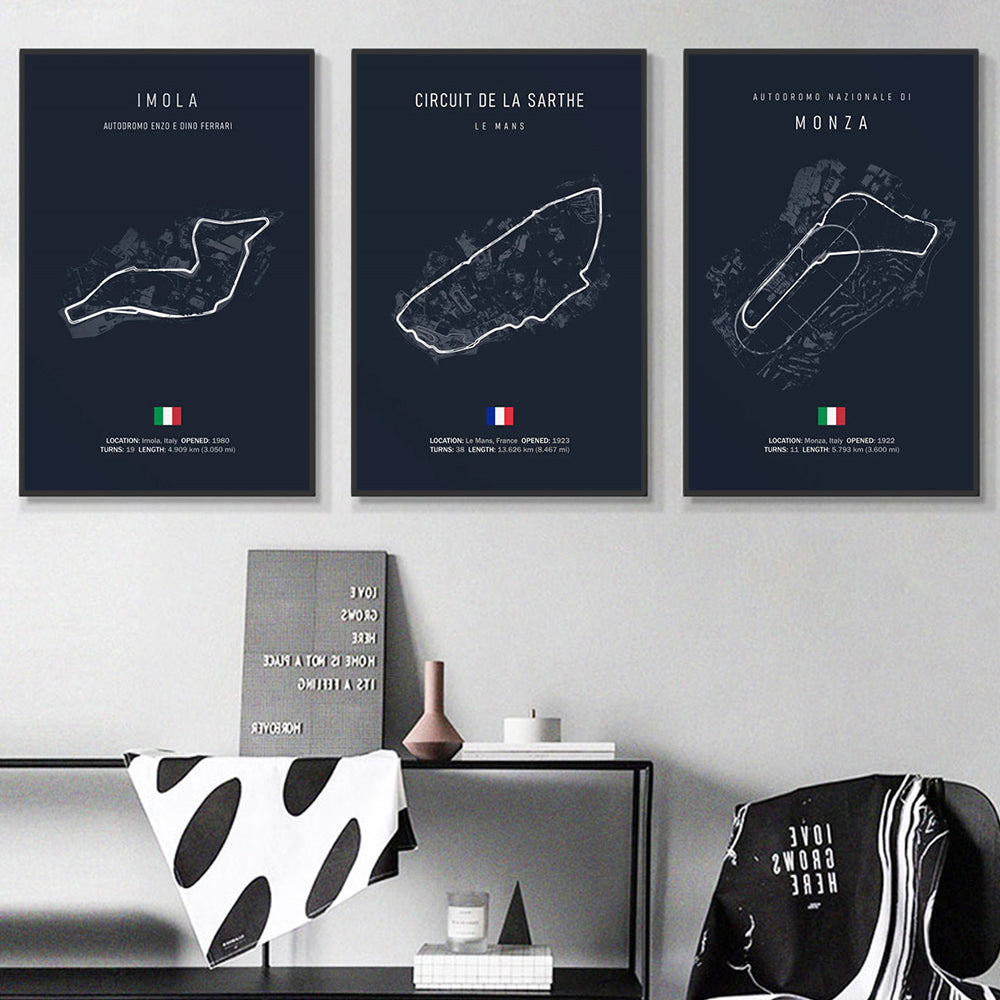 F1 International Track Circuit - Black Single Piece Wall Art