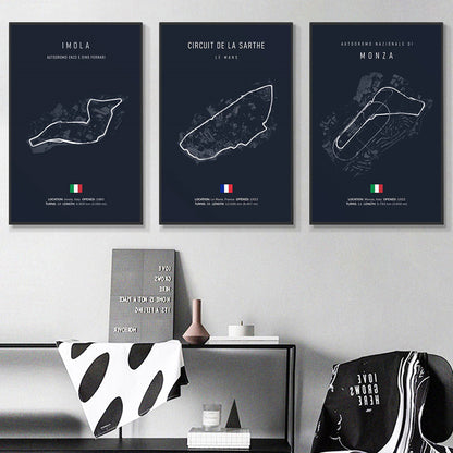 F1 International Track Circuit - Black Single Piece Wall Art