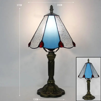 Retro Dragonfly Tiffany Style Lamp – Colourful Stained Glass & Iron Base Accent Light